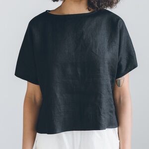Linenfox Mona Top in Black, XS
